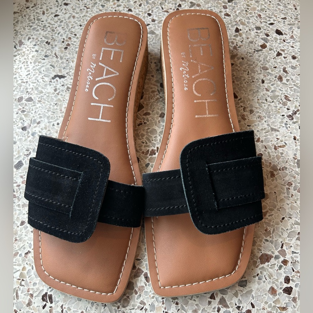 Beach by Matisse Black Leather Slide Sandals